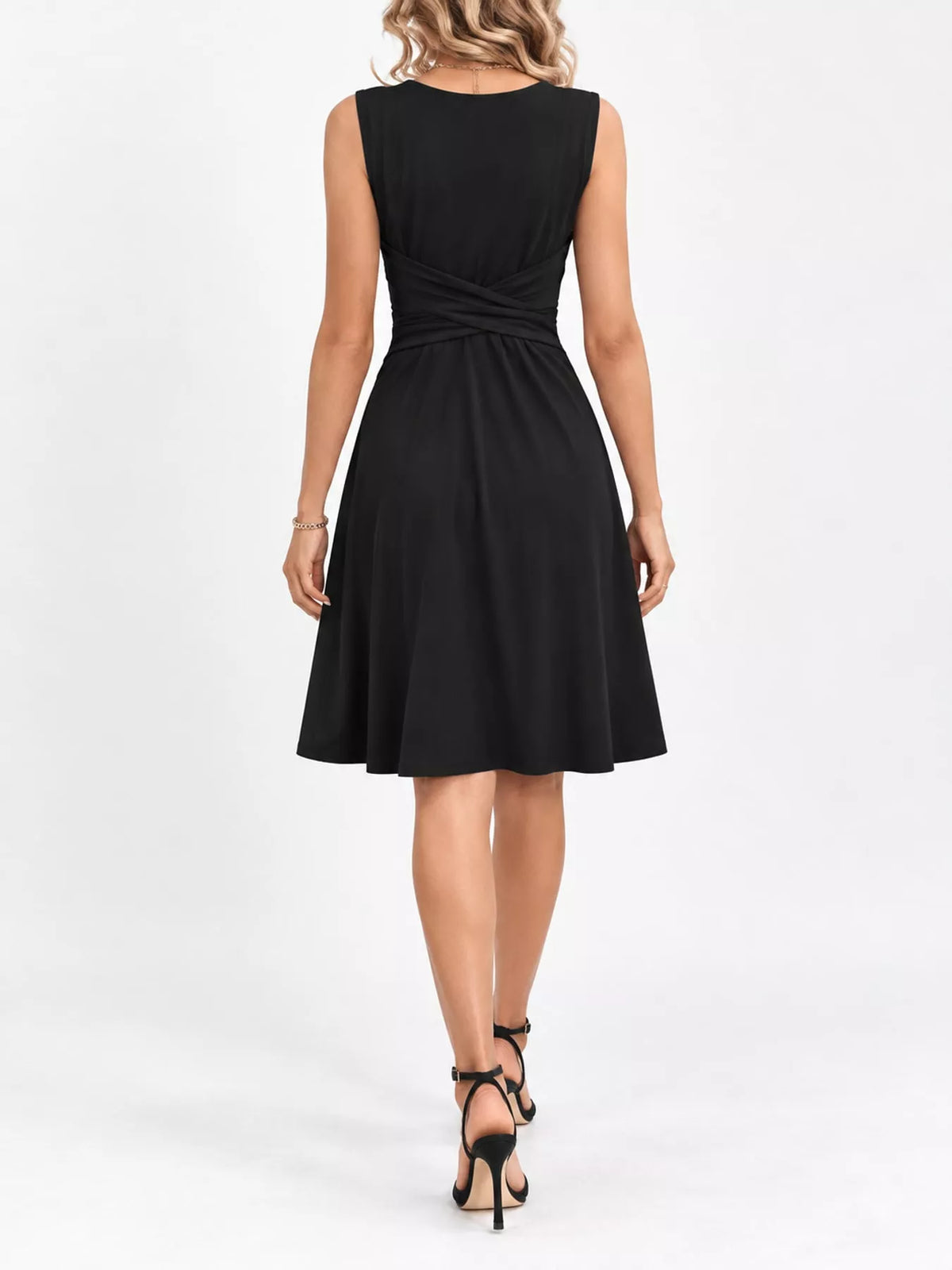 V-Neck Crisscross Ruched Dress, Long-Sleeve & Sleeveless, S–3XL