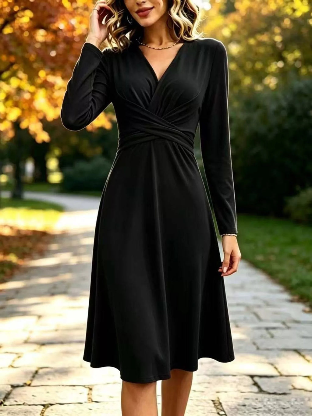 Ruched Long-Sleeve Dress | S–XXXL