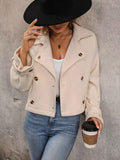 Sand Double-Breasted Cropped Jacket