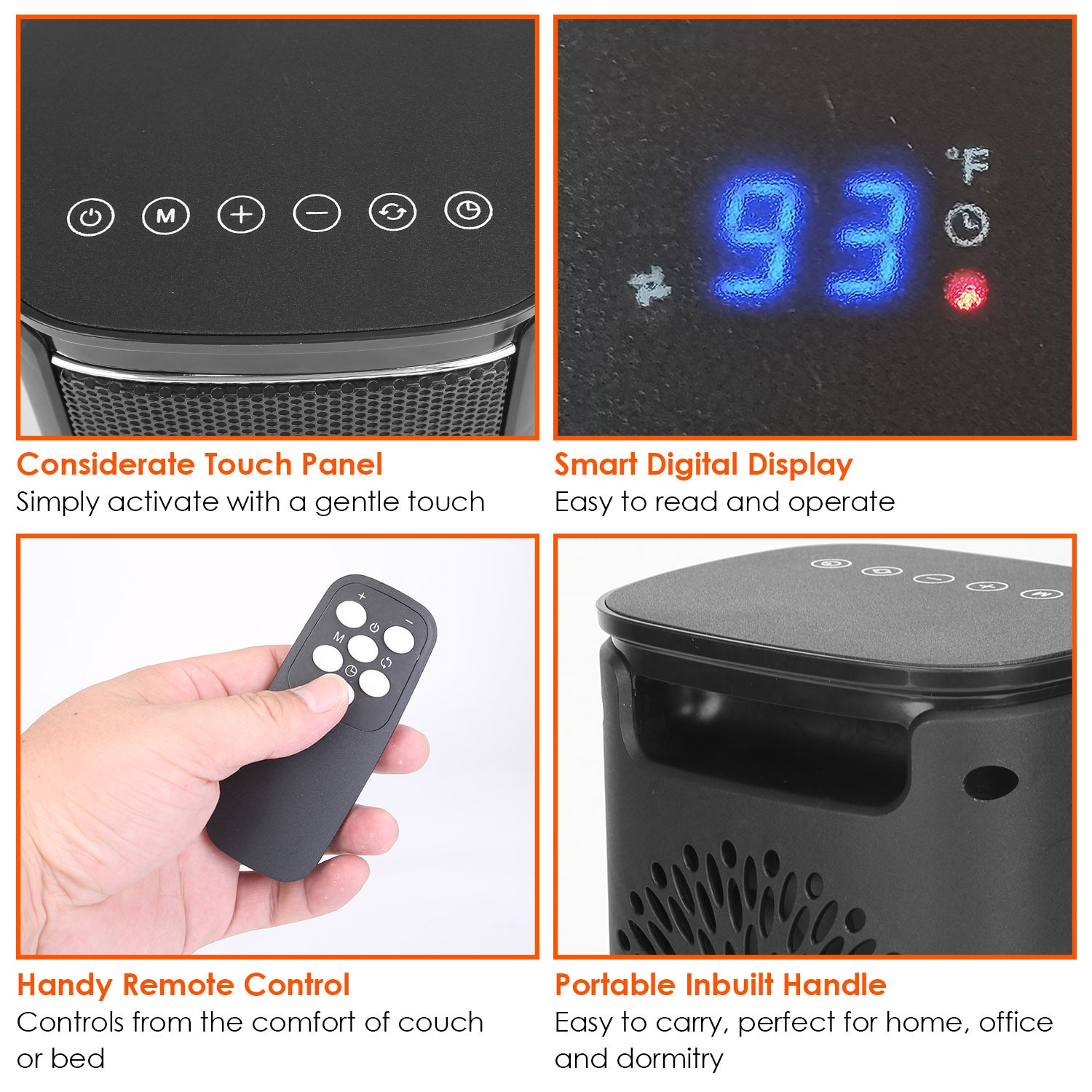 1500W Ceramic Space Heater — 3 Modes, 90° Oscillation, Remote Control & Tip-Over Protection — Prime Trend Market
