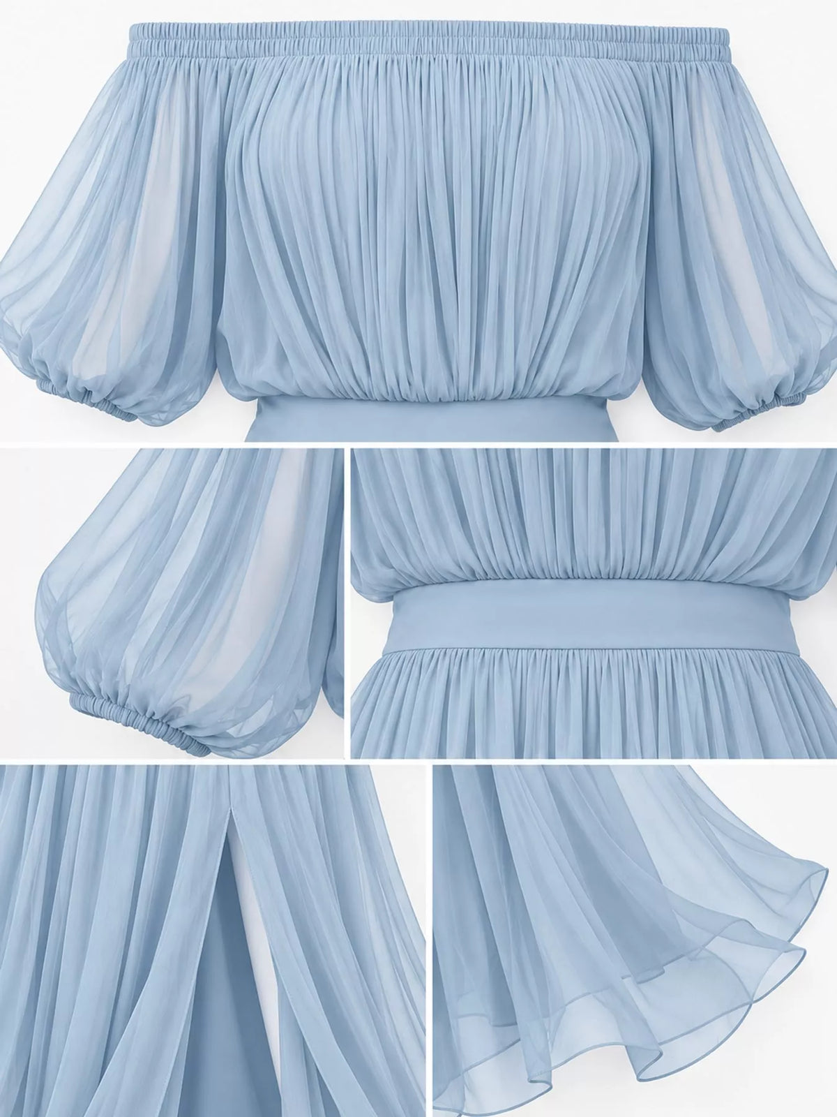 Off-Shoulder Ruched Chiffon Maxi Dress