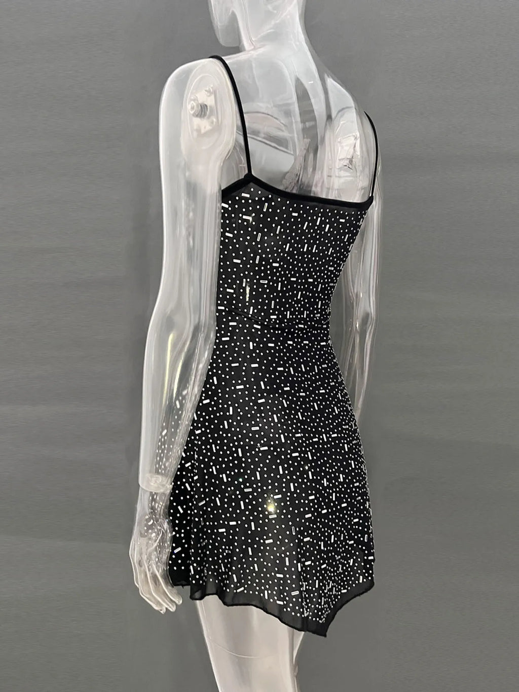 Rhinestone-Detail Mini Cami Dress