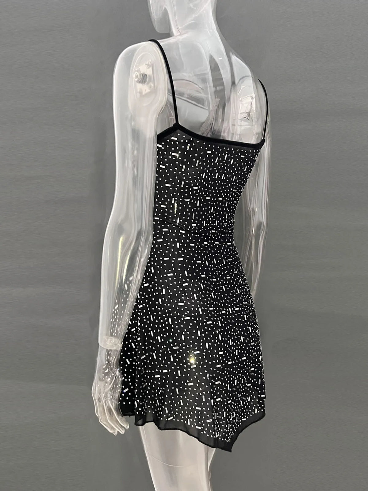 Rhinestone-Detail Mini Cami Dress