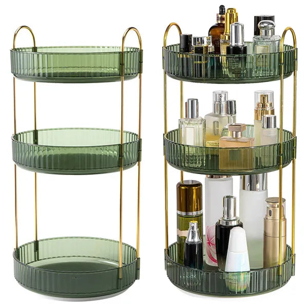 3-Tier 360° Rotating Makeup Organizer — Spinning Perfume & Cosmetic Storage Tray | 55LBS Capacity | Gift for Her — Prime Trend Market