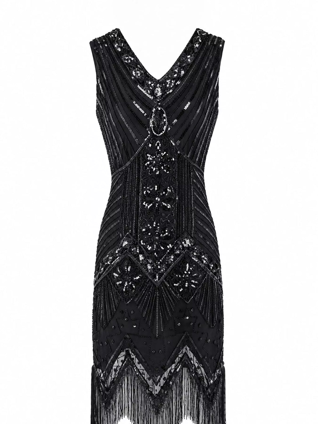 Sequin Fringe-Hem Sleeveless Dress | S–4XL