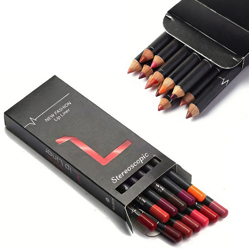 12-Color Lip Liner Pencil Set – High Pigment, Vegan, Longwear Ultra Fine Lip Liners | All Skin Tones — Prime Trend Market