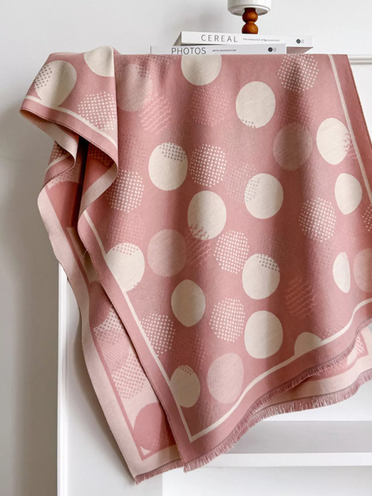 Polka-Dot Polyester Raw-Hem Scarf