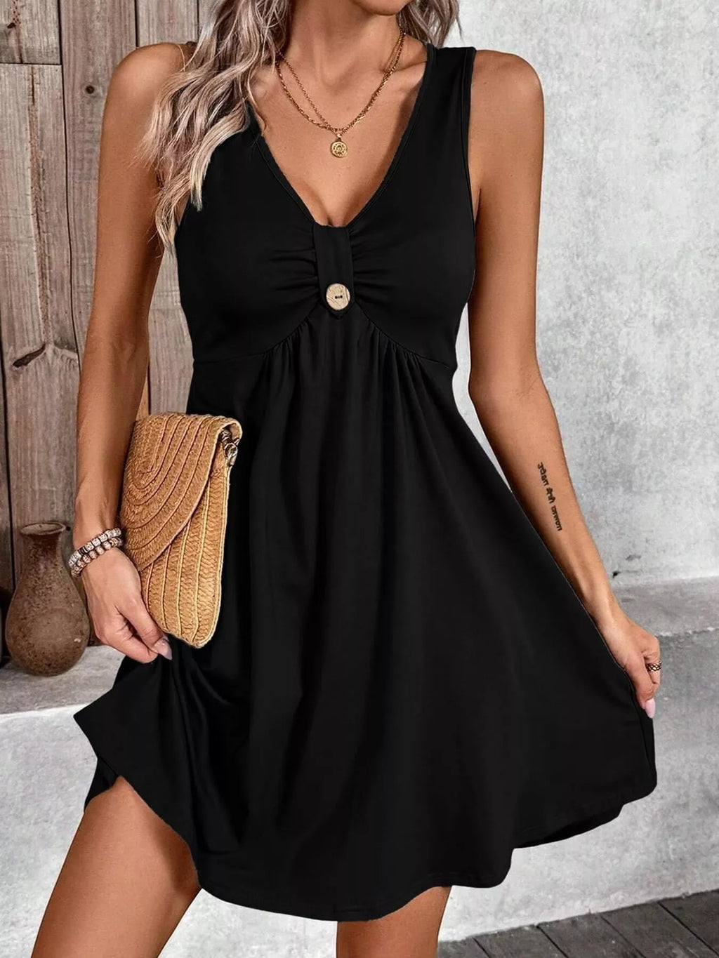 Sleeveless V-Neck A-Line Mini Dress