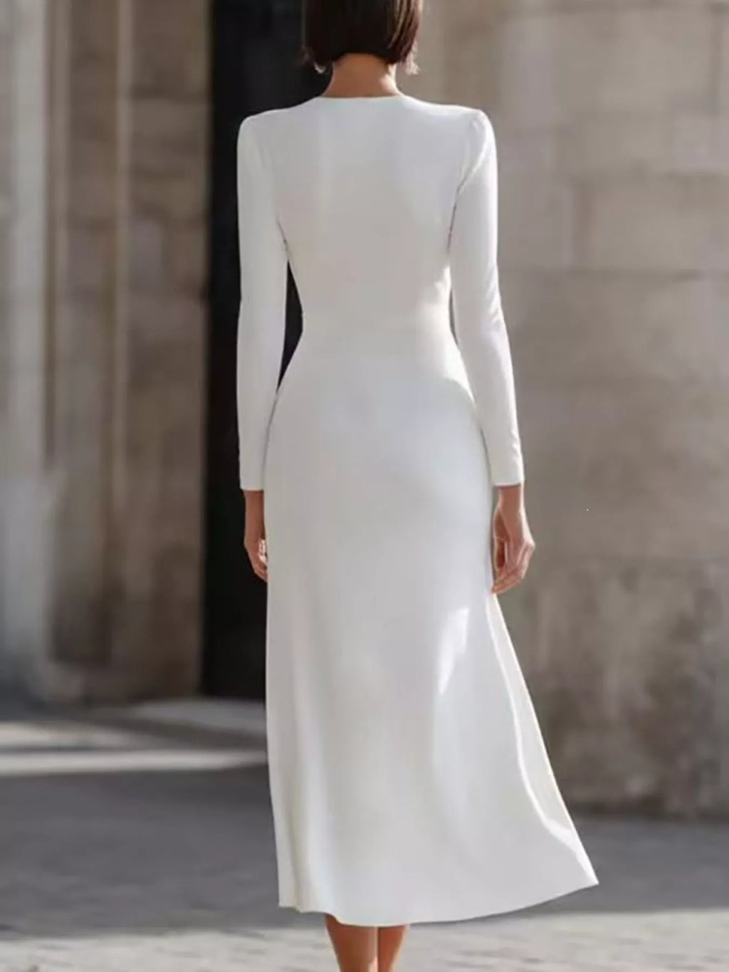Ruched Long-Sleeve Midi Dress | XS–3XL