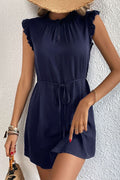 Perfee Ruffled Tie-Waist Keyhole Mini Dress
