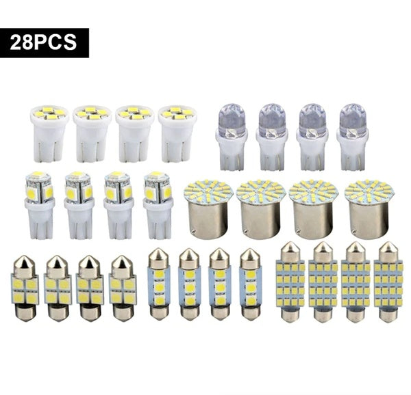 28Pcs Car Interior LED Bulb Kit – White Combo Map Dome Door Trunk License Plate — Prime Trend Market