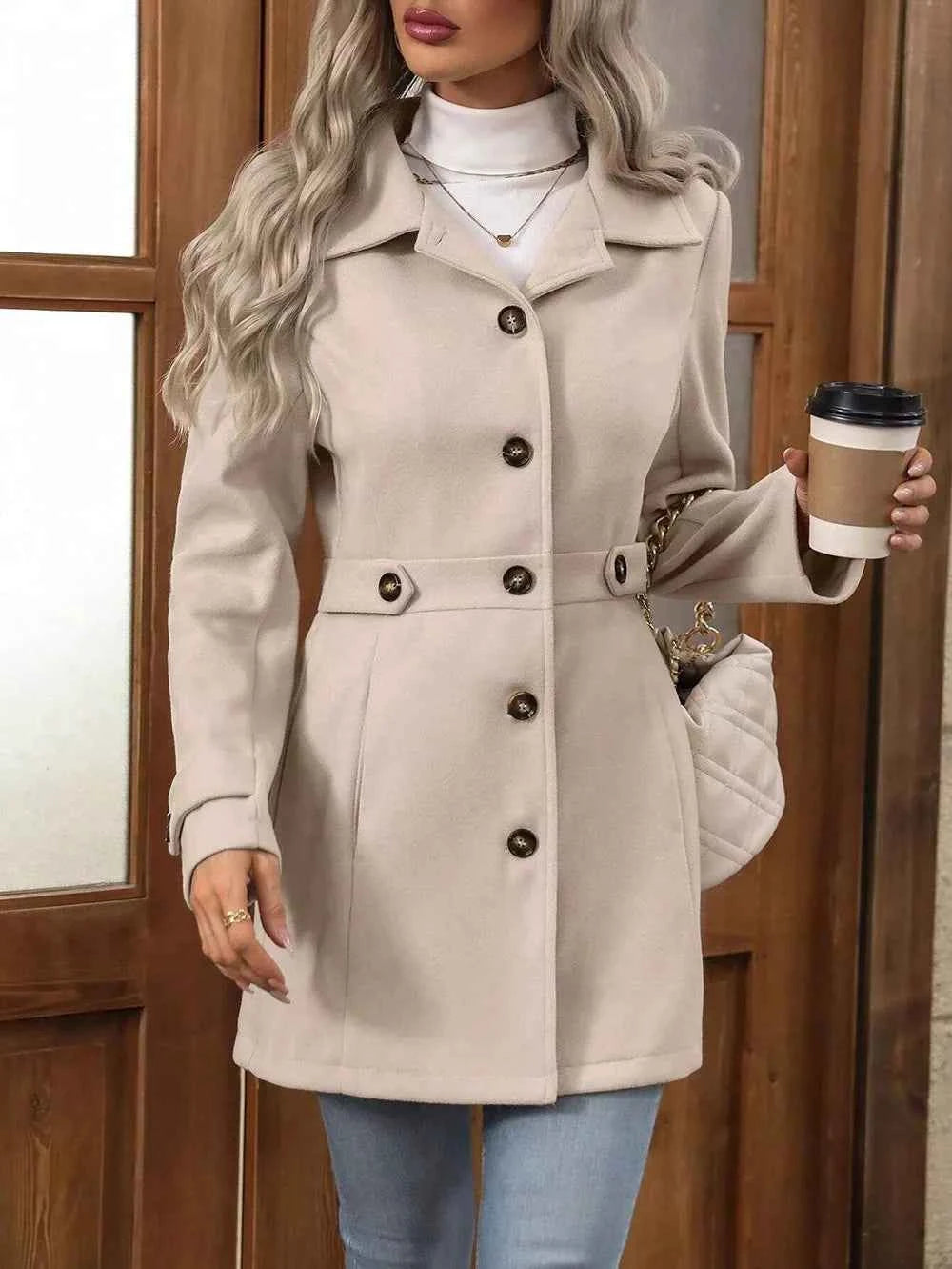 Collared Button-Front Coat