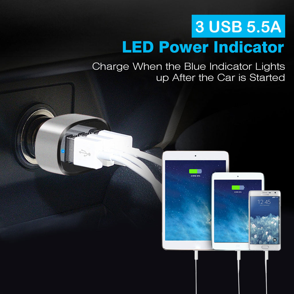 3-Port USB Car Charger 30W — Fast Charge iPhone 16, 15, 14 & More — Eliza & Tuan