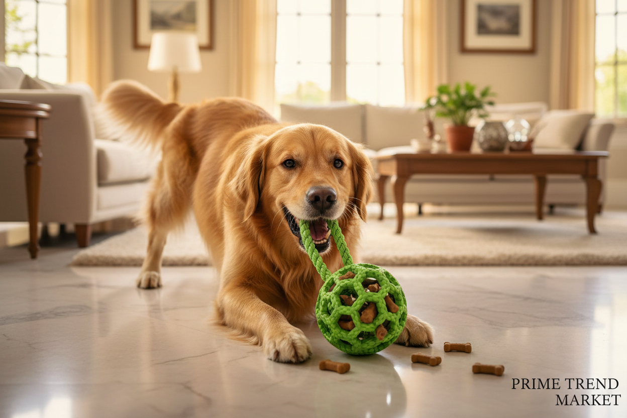 PawTreat 3-in-1 Rope Squeaky Leaking Food Ball Toy – Interactive Treat Dispenser for Cats & Dogs — Prime Trend Market