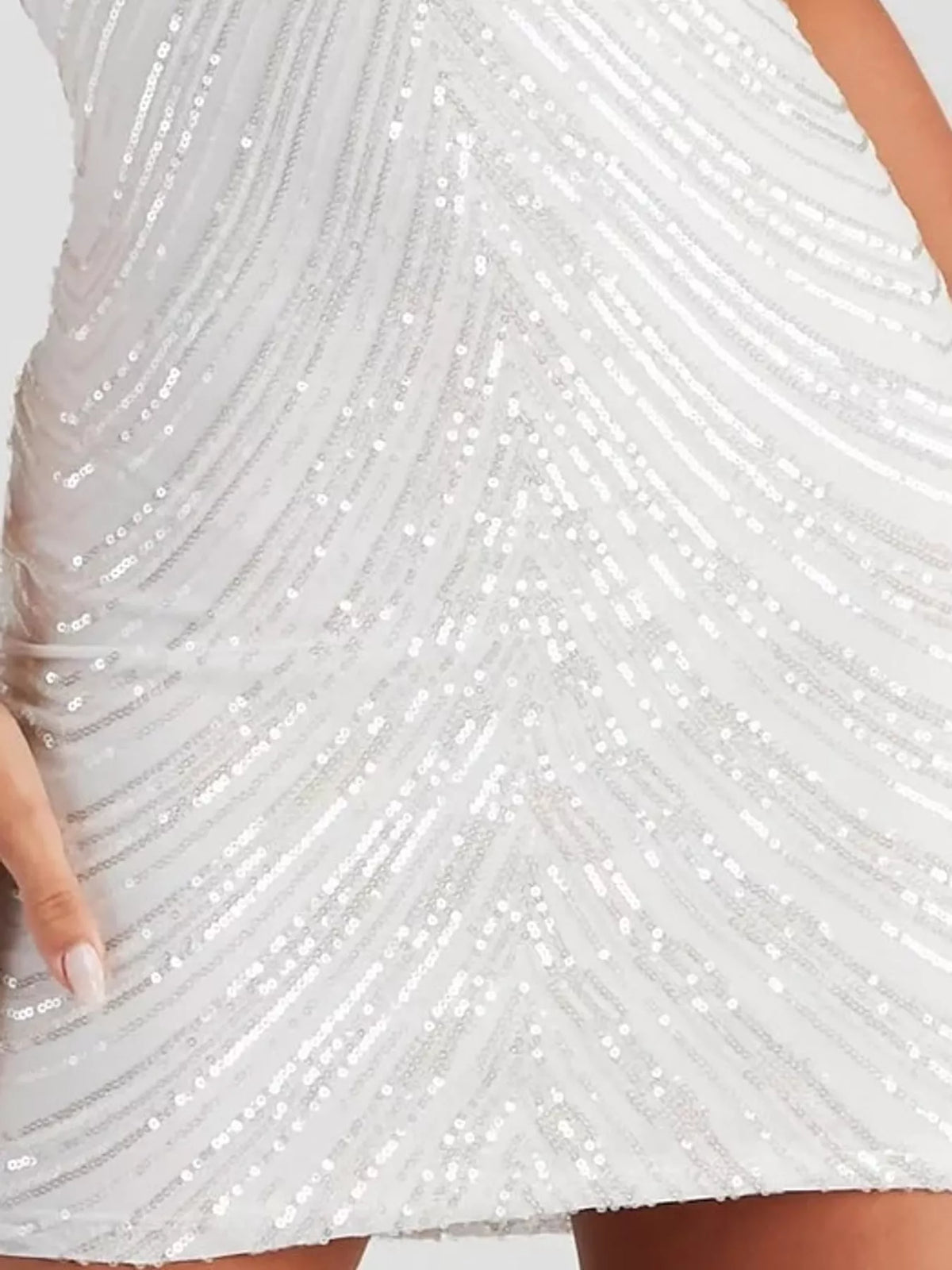 Sequin V-Neck Backless Bodycon Mini Cami Dress