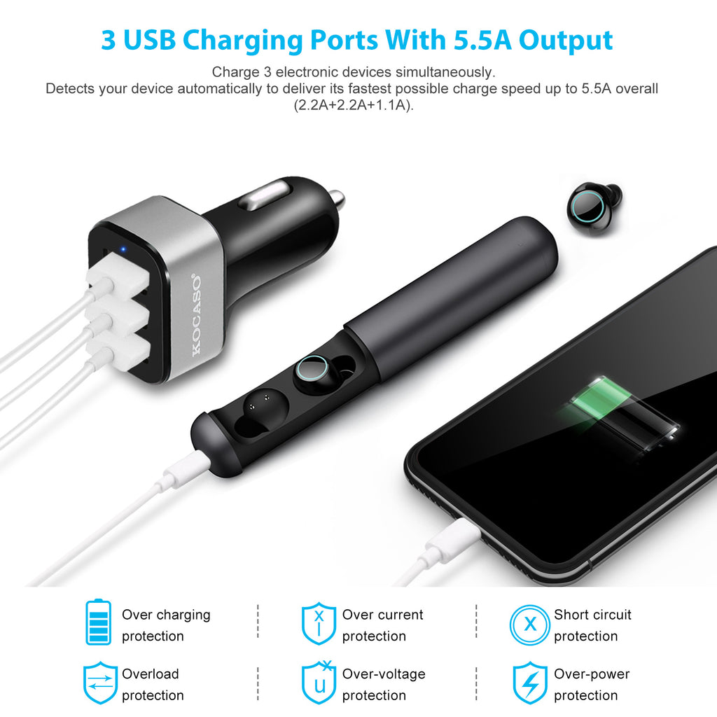 3-Port USB Car Charger 30W — Fast Charge iPhone 16, 15, 14 & More — Eliza & Tuan