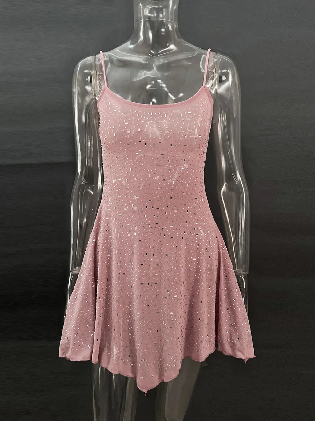 Rhinestone-Detail Mini Cami Dress