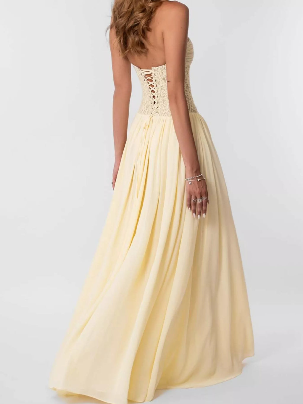 Lace Corset-Style Halter Maxi Dress