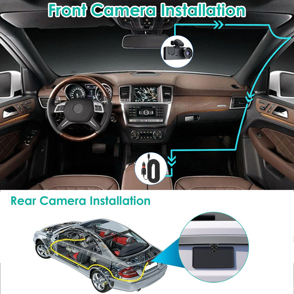 3-Channel Dash Cam Front Inside Rear | 32G MMC | G-Sensor | Parking Monitor | Loop Recording — Prime Trend Market
