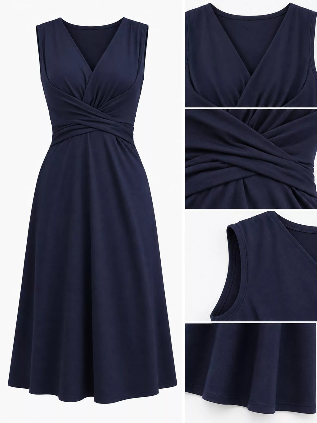 V-Neck Crisscross Ruched Dress, Long-Sleeve & Sleeveless, S–3XL
