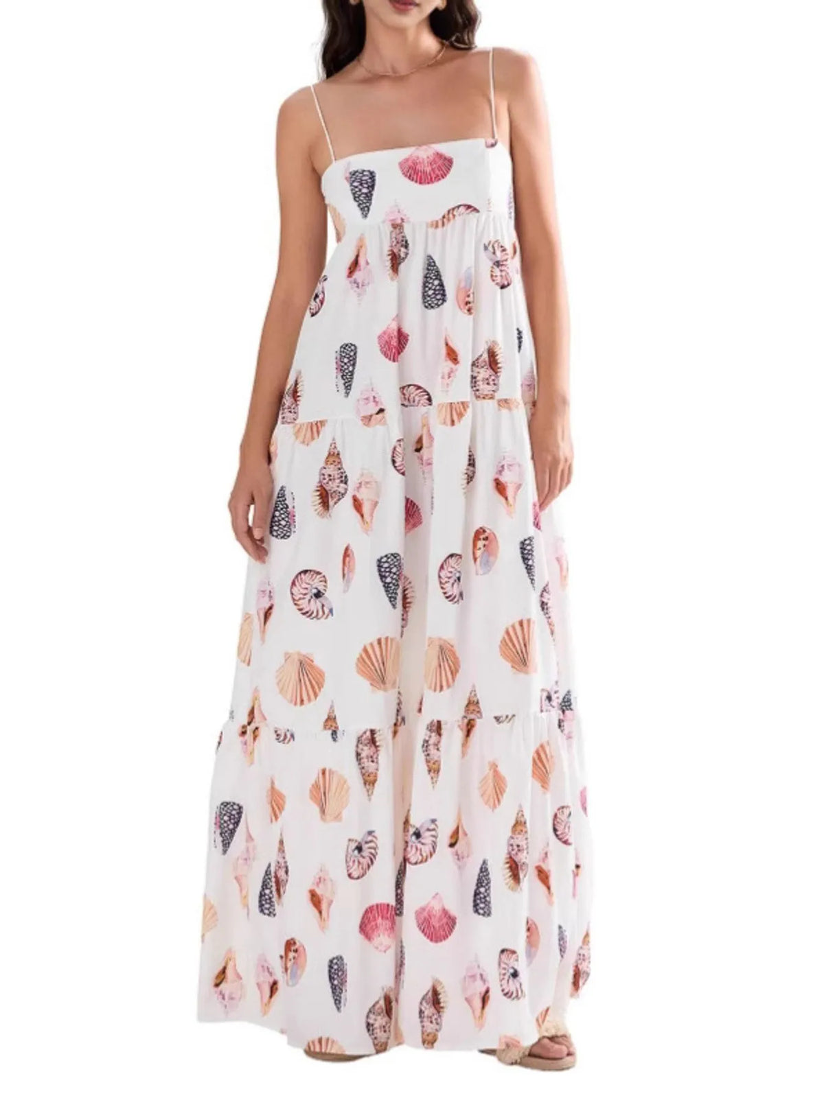 Printed Square-Neck Cami Maxi Dress