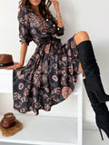 Printed Tie-Waist Midi Dress | S–2XL