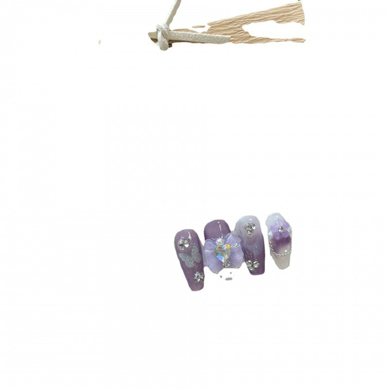 Purple Iris Butterfly Press-On Nails — Handmade Manicure Set with Nail Glue — Prime Trend Market