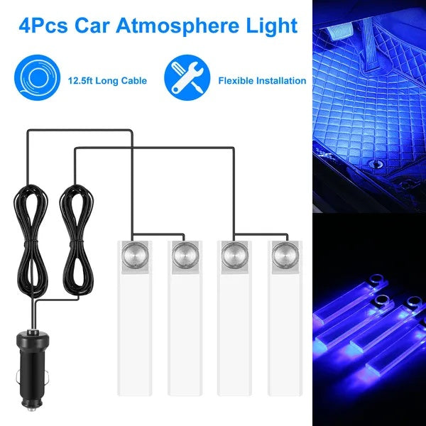 4Pcs Car Interior LED Atmosphere Light Set – Blue Ambient Glow — Prime Trend Market