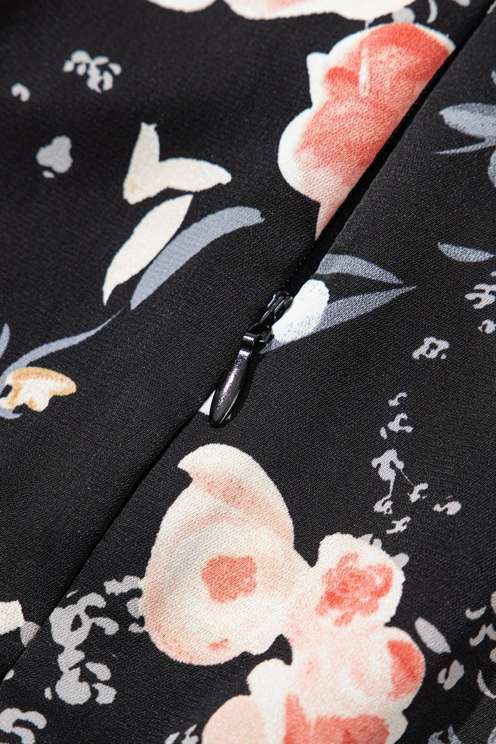 Floral Square-Neck Flounce-Sleeve Slit Midi Dress