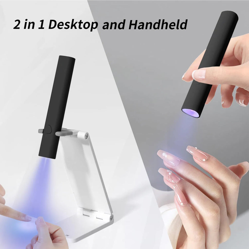 Mini UV LED Nail Lamp – Portable Cordless Gel Nail Dryer | Handheld with Foldable Stand, USB Rechargeable — Prime Trend Market