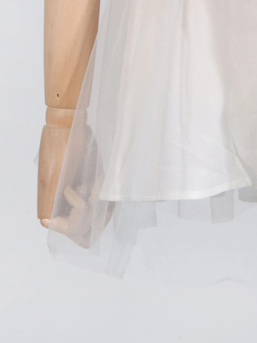 White Deep-V Puff-Sleeve Ruffle Mini Dress