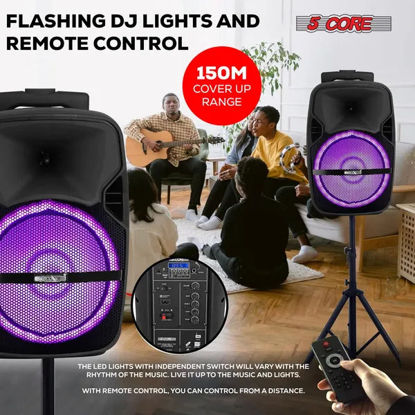 250W Party Speaker with Karaoke | Bluetooth, Disco Lights, 2 Wireless Mics, Portable Rolling PA DJ System — Prime Trend Market