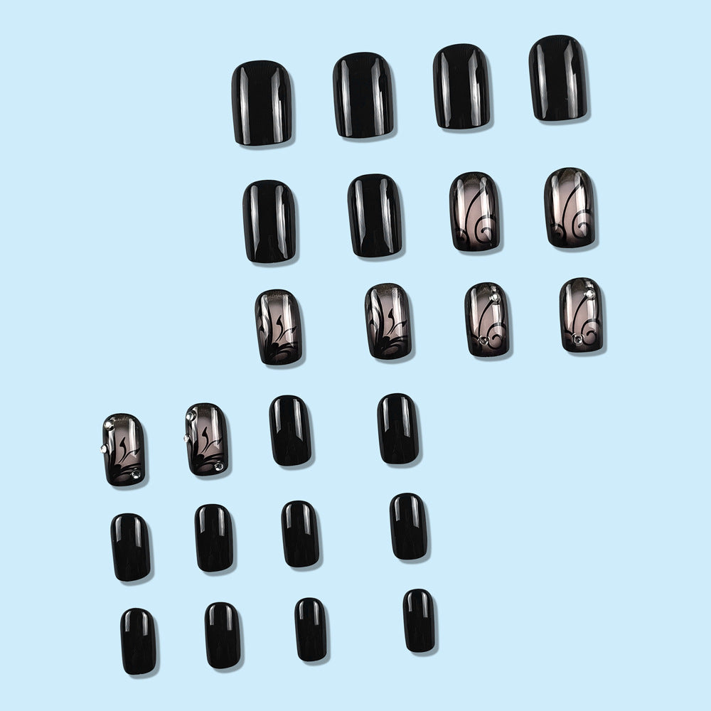 Dark Vine Black Press-On Nails — Gothic Wearable Fake Nails | Jelly Glue Included — Prime Trend Market