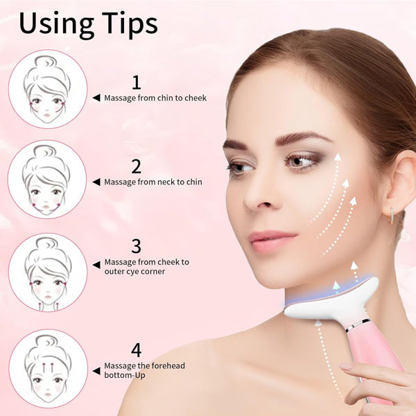Luxury 3-in-1 EMS Face & Neck Massager — LED Light Therapy, Heat & Vibration Skin Lifting Beauty Device — Eliza & Tuan