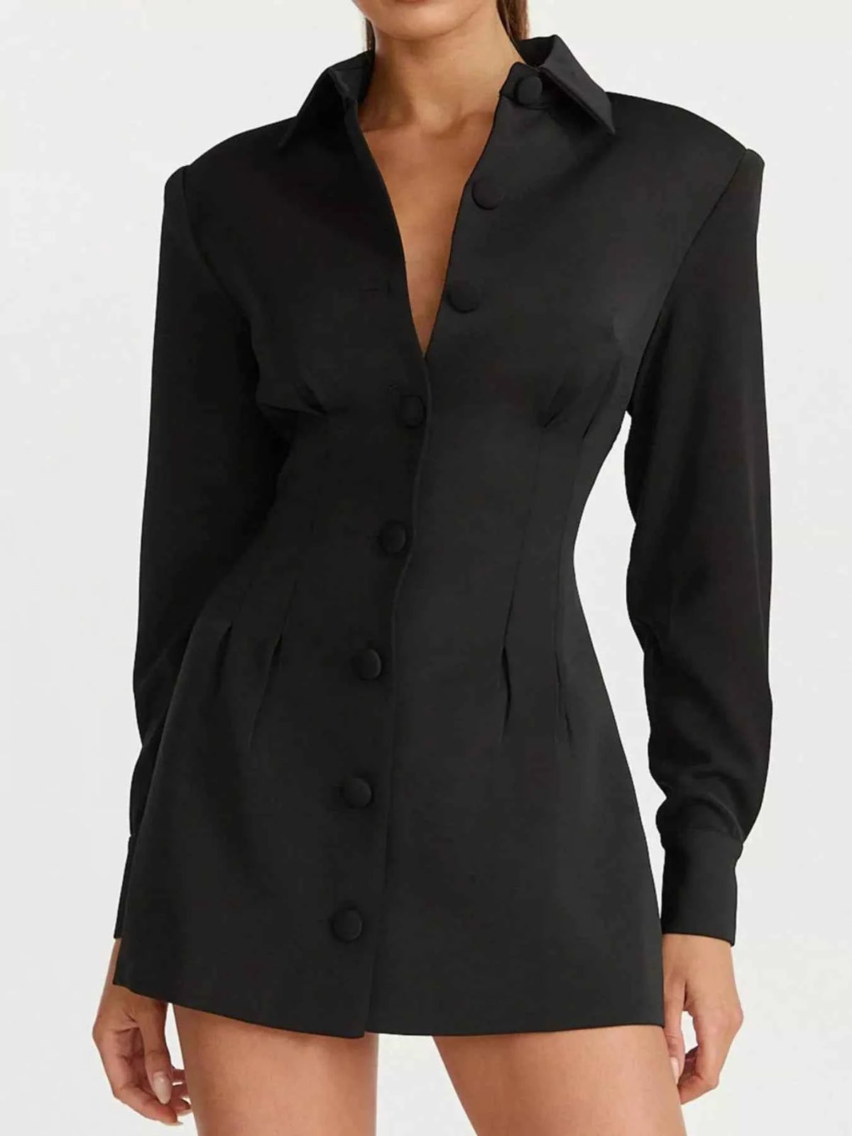 Corset-Style Button-Front Blazer Dress