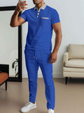 Men’s Contrast-Trim Polo & Drawstring Pants Set
