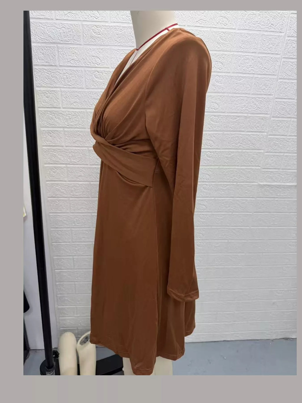 V-Neck Crisscross Ruched Dress, Long-Sleeve & Sleeveless, S–3XL