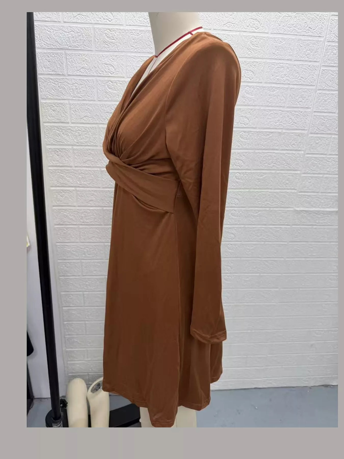 V-Neck Crisscross Ruched Dress, Long-Sleeve & Sleeveless, S–3XL