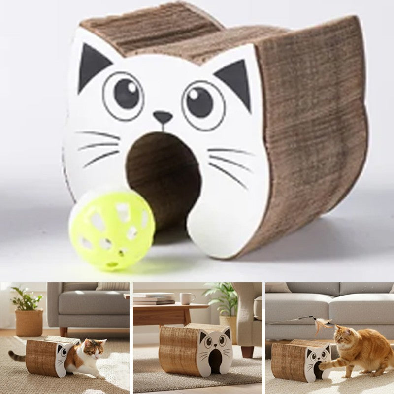 PawKurl Accordion Cat Scratcher Toy – 3-in-1 Honeycomb Scratcher, Bell Ball Track & Cat Bed — Prime Trend Market