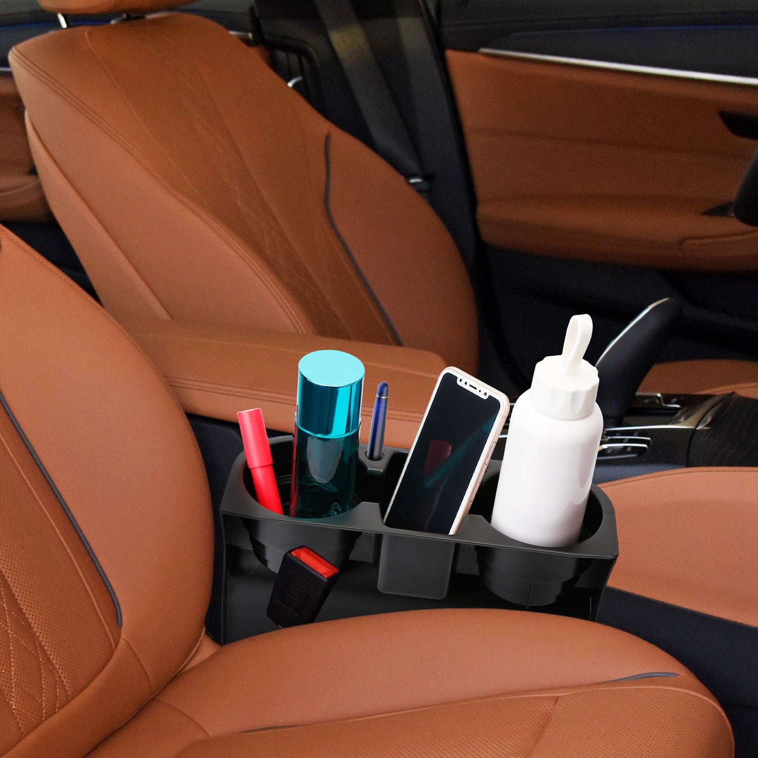 Car Seat Gap Wedge Organizer – Dual Cup Holder, Phone & Storage Pocket for Console Side — Prime Trend Market