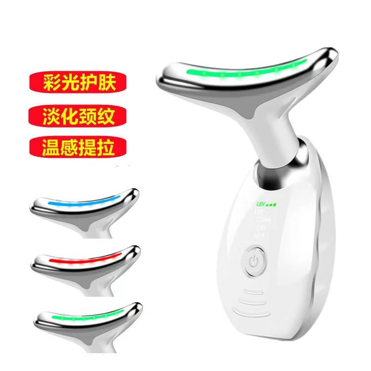 Luxury 7-Color LED EMS Face & Neck Beauty Massager — Negative Ion, Infrared, Ultrasonic Skin Rejuvenation — Eliza & Tuan
