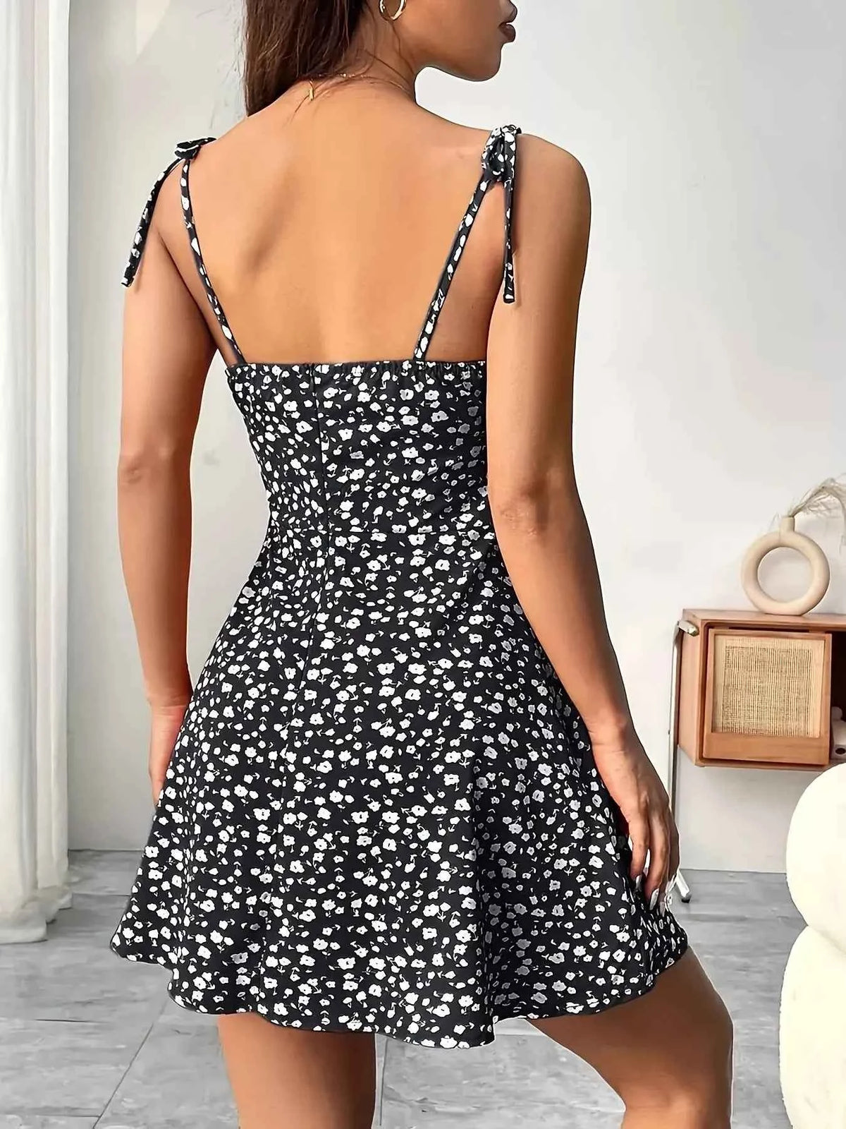 Floral Tie-Strap Mini Dress