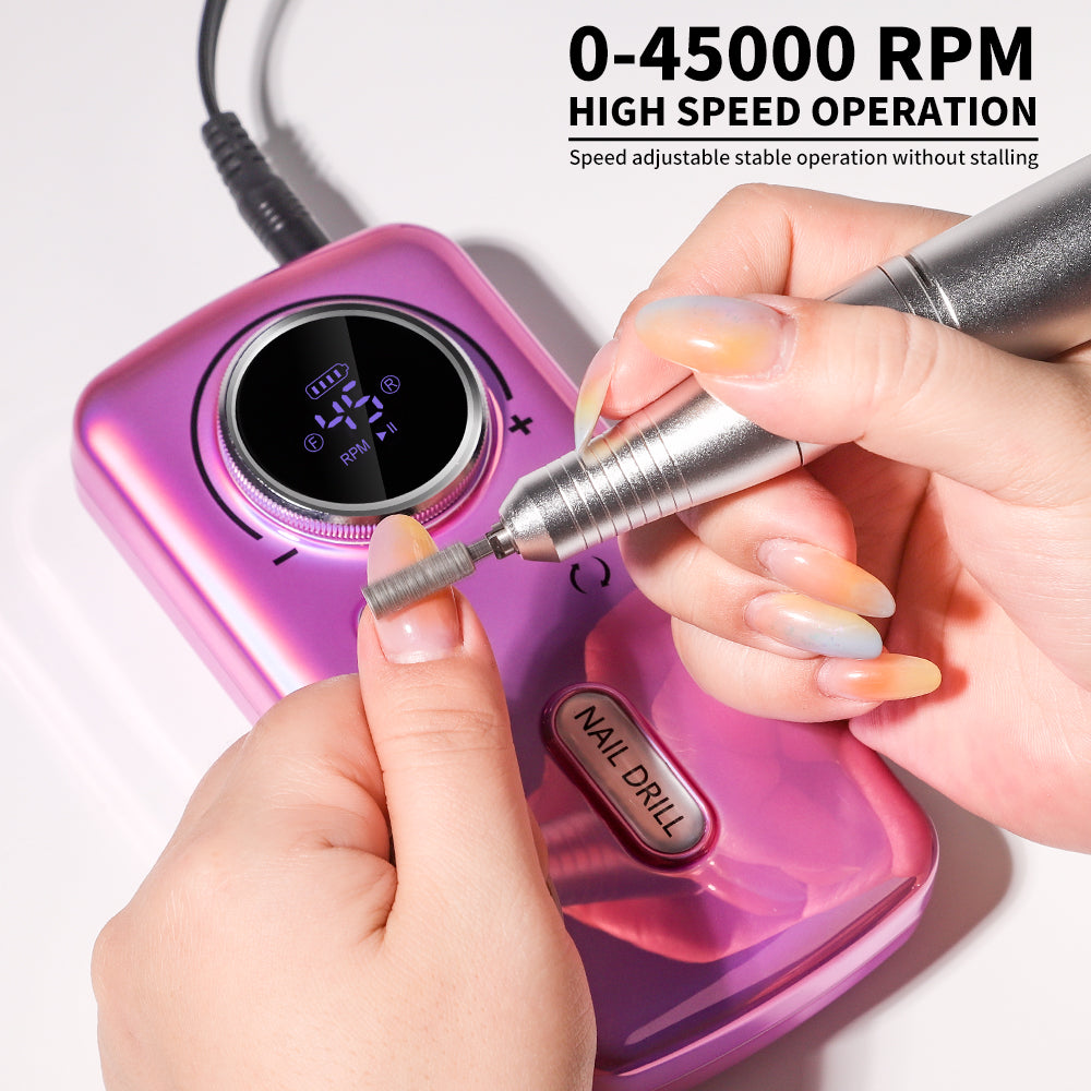 45000RPM Cordless Electric Nail Drill – LCD Display, 6 Bits, Rechargeable — Prime Trend Market