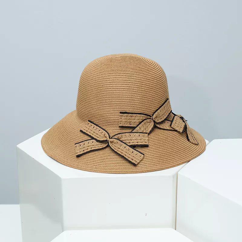 Bowknot Wheat Straw Sun Hat