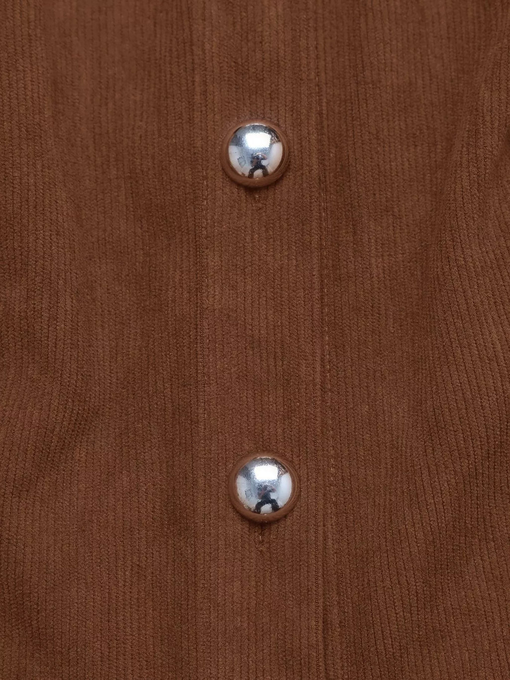Brown Button-Front Long-Sleeve A-Line Mini Dress