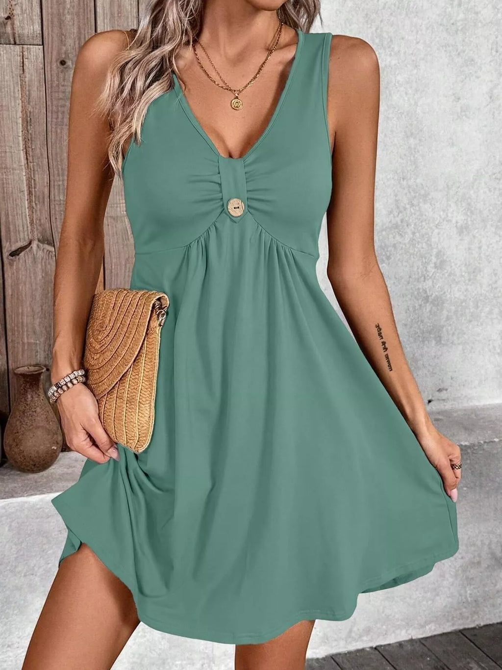 Sleeveless V-Neck A-Line Mini Dress