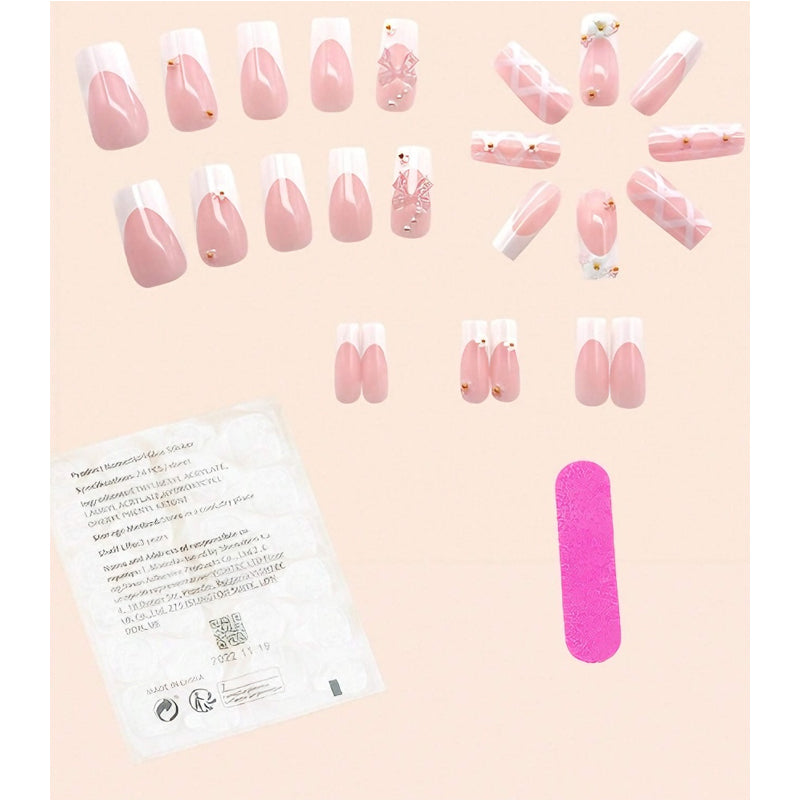 Planet Diamond Star Press-On Nails – 24 PCS Long Square | Celestial Galaxy Nail Art with Rhinestones — Prime Trend Market