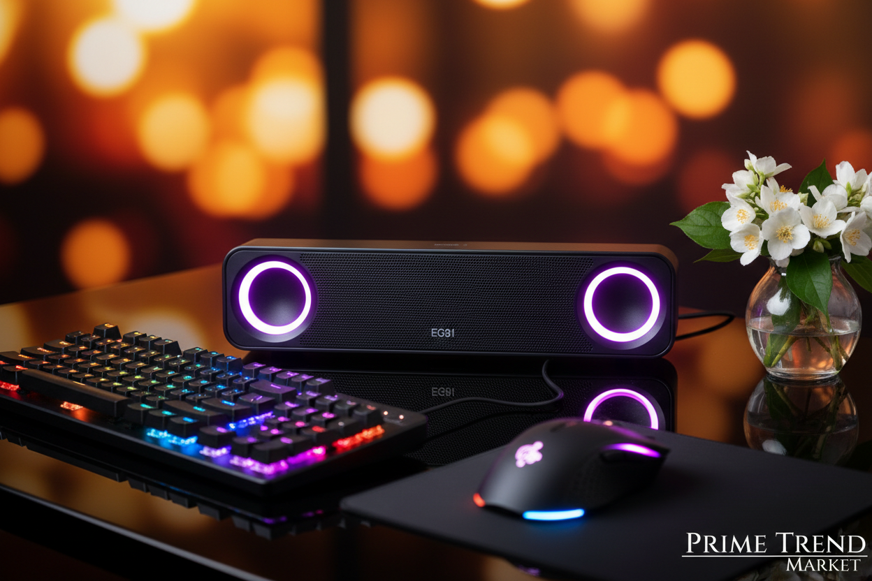 E91 RGB Bluetooth Speaker With Light — Dual Ring LED, 10W Surround Sound, TF Card, AUX, USB — Prime Trend Market