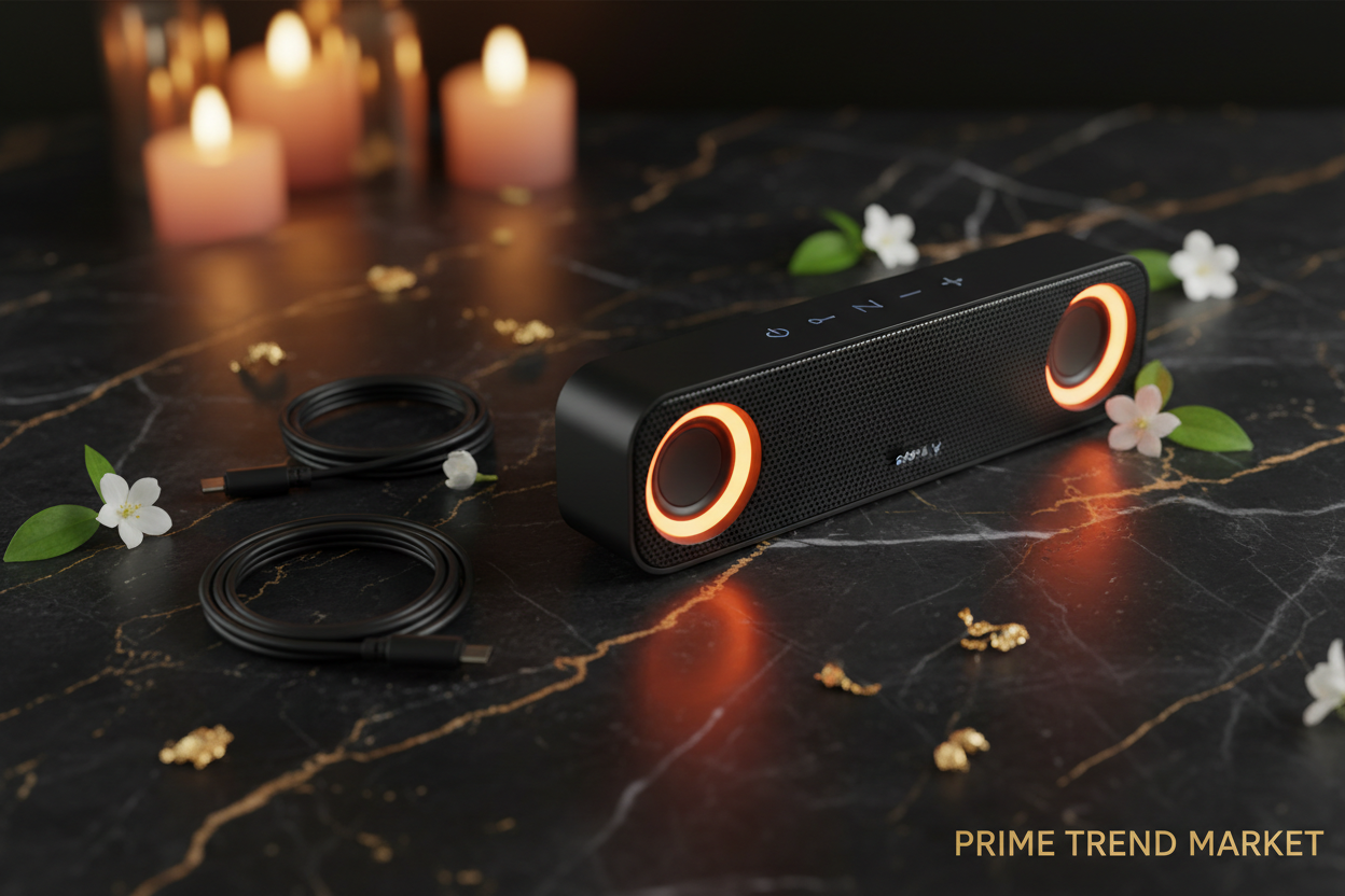 E91 RGB Bluetooth Speaker With Light — Dual Ring LED, 10W Surround Sound, TF Card, AUX, USB — Prime Trend Market