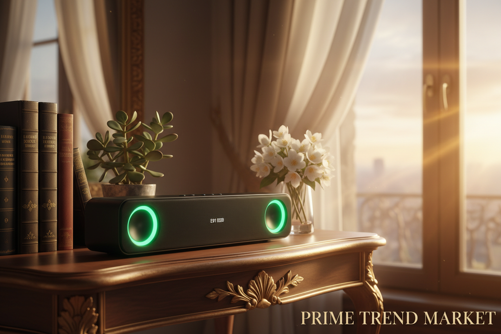 E91 RGB Bluetooth Speaker With Light — Dual Ring LED, 10W Surround Sound, TF Card, AUX, USB — Prime Trend Market